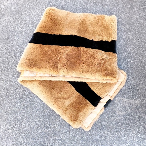 Pink Tartan Brown Fur Scarf - Picture 1 of 3